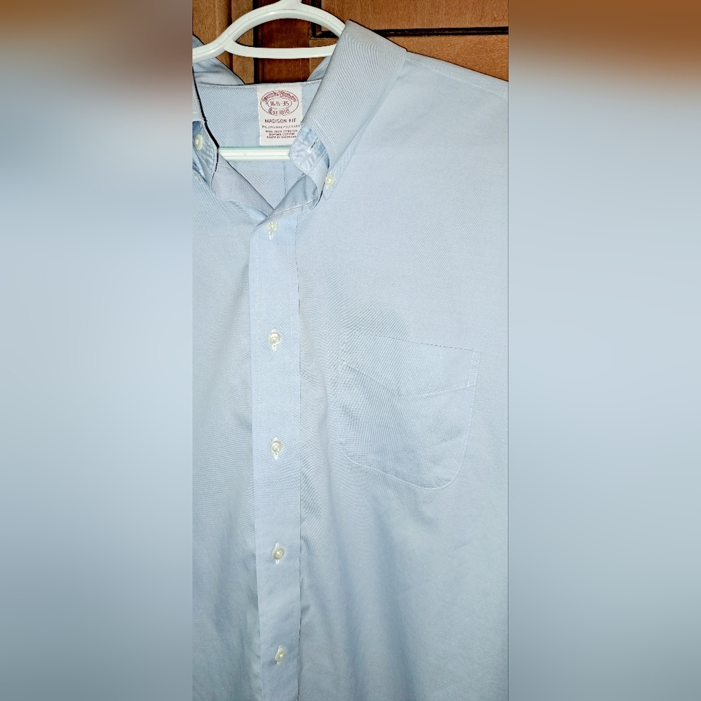 Men's Brooks Brothers 161/2-35 Long Sleeve Button-front Shirt Blue Supima Cotton